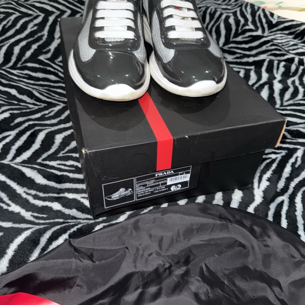 Prada Men’s Black and White Low-Top Sneakers